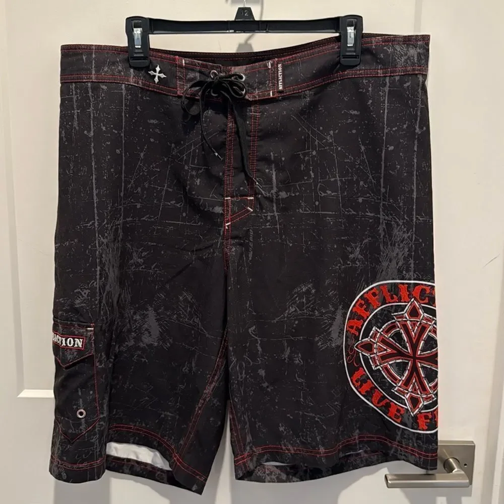 Affliction Men's Boardshorts Royal Chromatic Surf Swimming Trunk, Size 38
